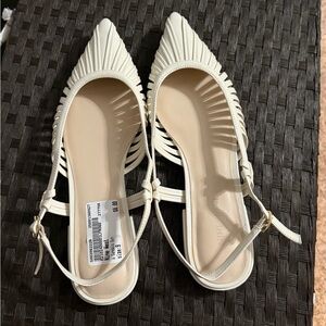 Nine West Cream Slingback Flats